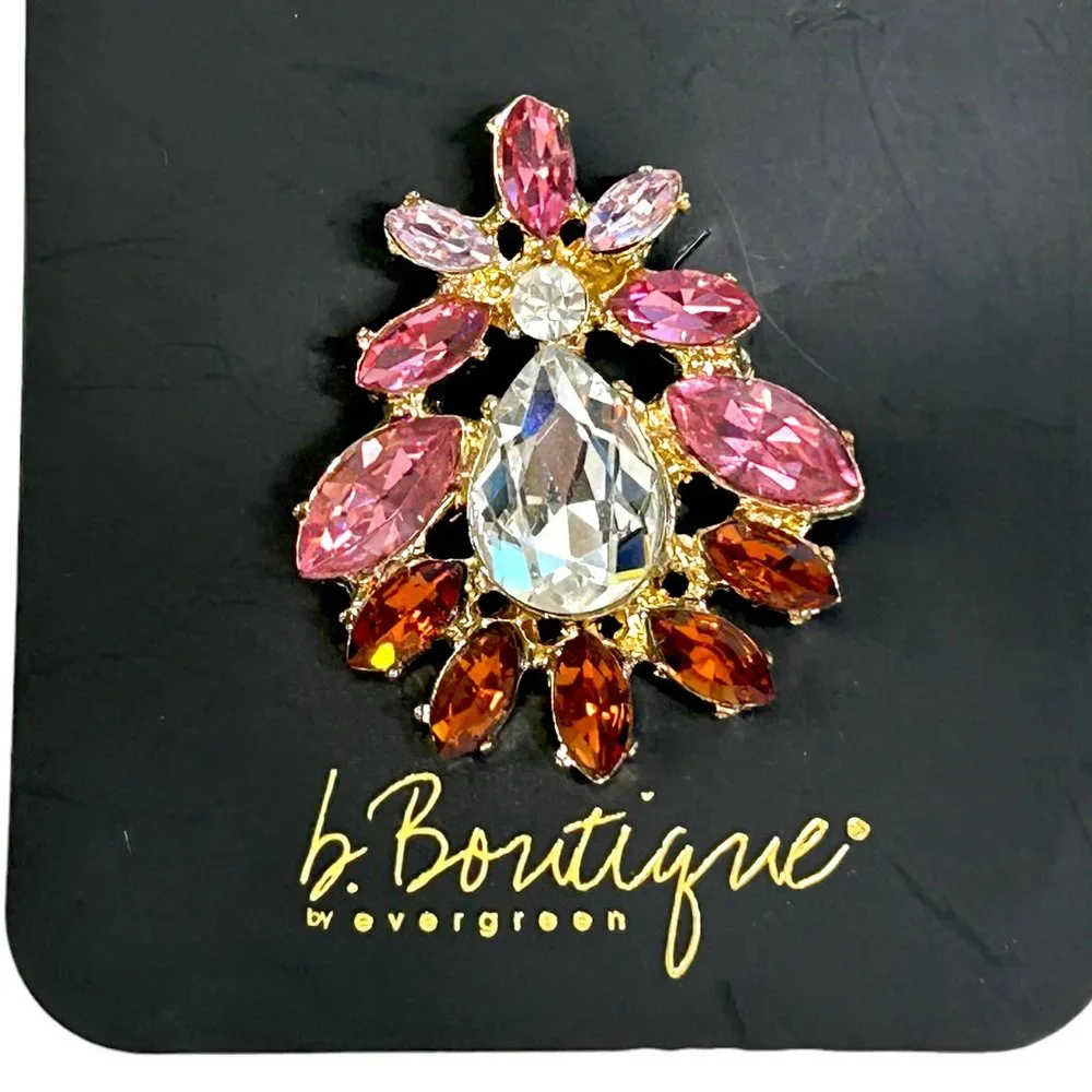 Lot of 3 B Boutique Evergreen Stunning Shiny Crystal Brooch Pins‎ Jewelry